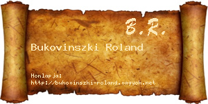 Bukovinszki Roland névjegykártya